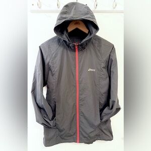 ASICS Women's Windbreaker in Gray with Pink Zipper